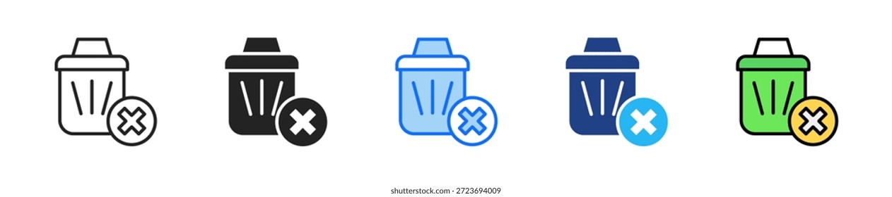 Conjunto de iconos de eliminación de residuos Colección de estilo múltiple