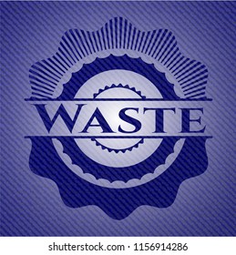 Waste emblem with denim high quality background