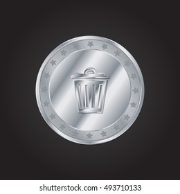 Waste embossed realistic silver / platinum coin precious Icon / Logo Design