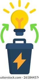 Ilustración vectorial plana de icono de residuos a energía