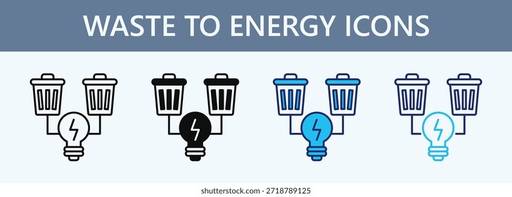 Conjunto de iconos de residuos a energía Colección de estilo múltiple