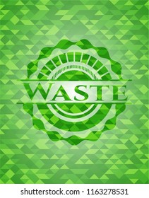 Waste green emblem. Mosaic background