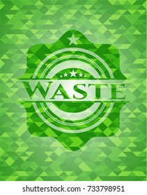 Waste green emblem with mosaic background