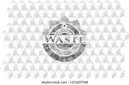 Waste grey emblem with cube white background