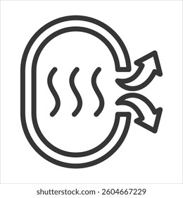 Waste Heat Reuse Outline Icon Vector Illustration