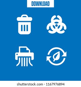 waste icon. 4 waste vector set. recycling, trash, biological hazard and shredder icons for web and design about waste theme