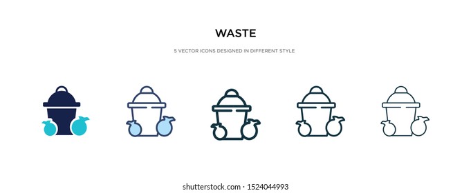 waste icon in different style vector illustration. two colored and black waste vector icons designed in filled, outline, line and stroke style can be used for web, mobile, ui