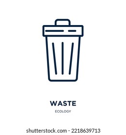 icono de desperdicio de la colección de ecología. Residuos lineales delgados, ecología, icono de contorno de papel aislado en fondo blanco. Señal de desechos vectoriales de línea, símbolo para web y móvil