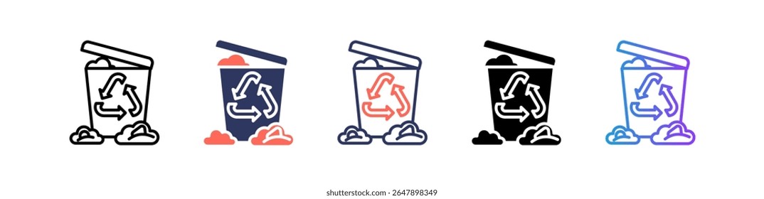 Waste Icon Multiple Vector Illustration