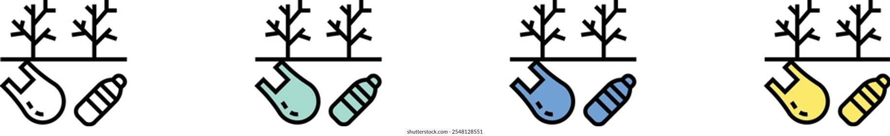waste icon. Outline, Green, Blue and Yellow Style Design Isolated On White Background