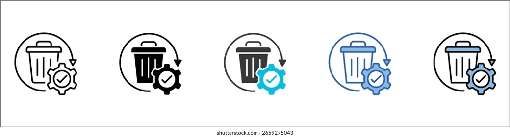Ilustración multiestilo de paquete de iconos de residuos