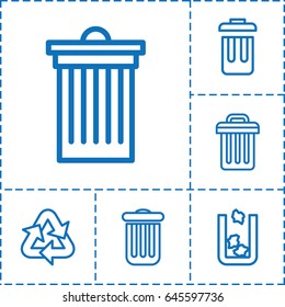 Waste icon. set of 6 waste outline icons such as trash bin, bin
