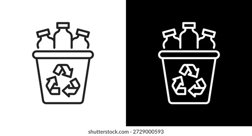 Conjunto de iconos de residuos. Diseño De Línea Limpia Con Versiones Claras Y Oscuras Para Un Uso Versátil.