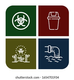 conjunto de iconos de residuos. Colección de iconos de Biohazard, Bin, Radioactive, Waste