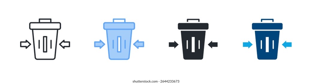 Waste Icon Set Multiple Style. Design In Outline, Blue, Glyph, Dual Tone