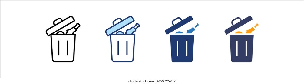 Waste Icon Set Multiple Style Collection