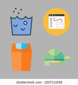 waste icon set. vector set about turtle, eraser icon, hand wash and trash icons set.
