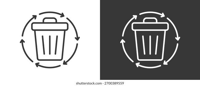 Conjunto De Iconos De Residuos Colección De Vector Aislada En Blanco Y Negro