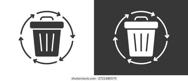 Conjunto De Iconos De Residuos Colección De Vector Aislada En Blanco Y Negro
