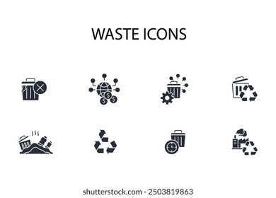 Waste icon set.vector.Editable stroke.linear style sign for use web design,logo.Symbol illustration.