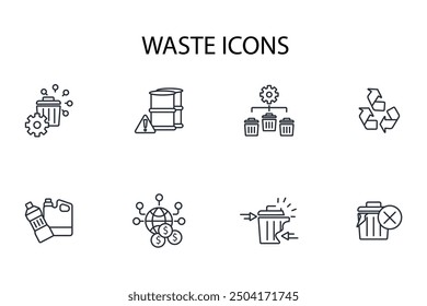 Waste icon set.vector.Editable stroke.linear style sign for use web design,logo.Symbol illustration.