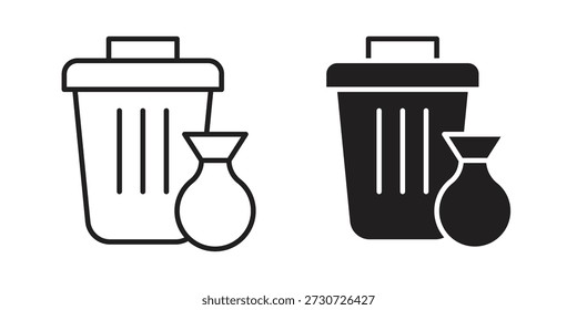 Waste icons for design. Easily editable stroke. Modern flat design.