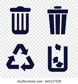 Waste icons set. set of 4 waste filled icons such as trash bin