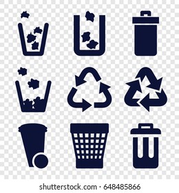 Waste icons set. set of 9 waste filled icons such as trash bin, recycle
