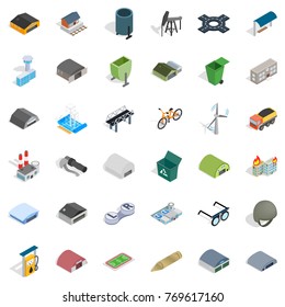 Waste icons set. Isometric style of 36 waste vector icons for web isolated on white background