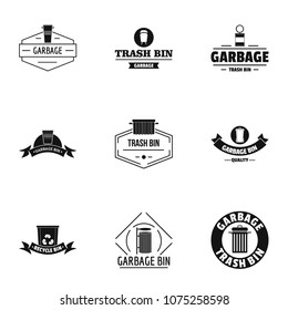 Waste logo set. Simple set of 9 waste vector logo for web isolated on white background