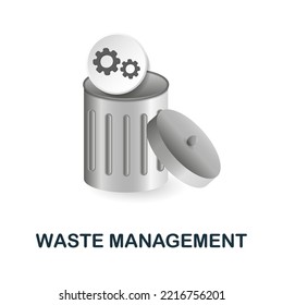 Waste Management icon. 3d illustration from esg collection. Creative Waste Management 3d icon for web design, templates, infographics and more