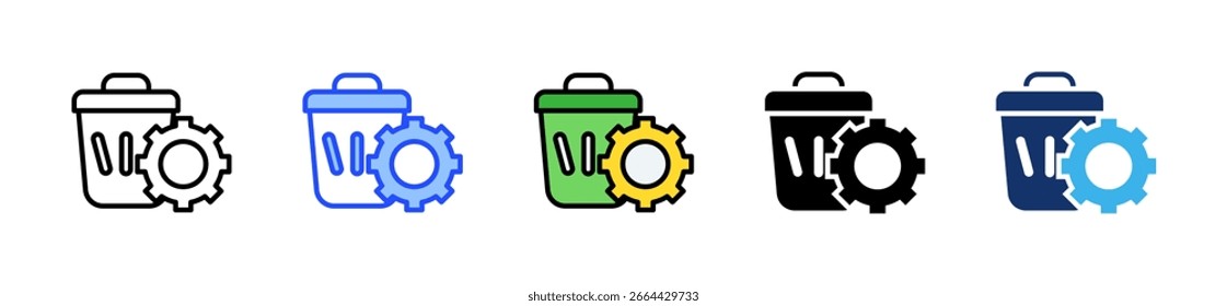 Colección de iconos de gestión de residuos con varios estilos