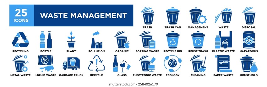 Waste Management icon collection set. Containing design Trash, Trash Can, Waste Management, Waste , Disposal	