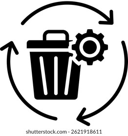Icono de gestión de residuos Ilustración vectorial de glifos