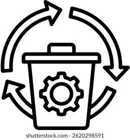 Ilustración vectorial de línea de iconos de gestión de residuos
