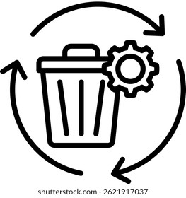 Ilustración vectorial de línea de iconos de gestión de residuos