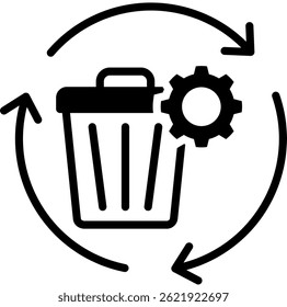 Ilustração de vetor misto do ícone de gerenciamento de resíduos