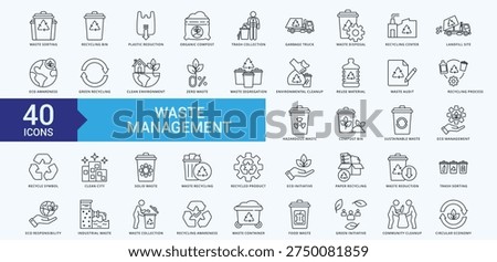 Waste Management Icon Pack Illustration Vector Outline Style