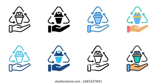 Conjunto de iconos de gestión de residuos colección de estilos múltiples 
