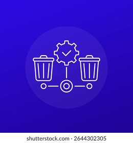 waste management icon with trash bins, line vector