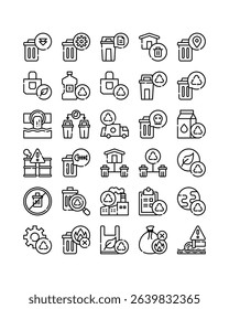 waste management line icon set vector illustration