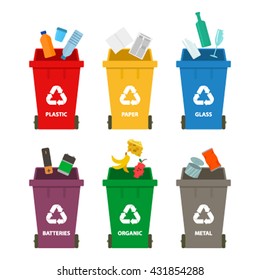  Waste management and recycling concept. Flat vector illustration isolate on a white background