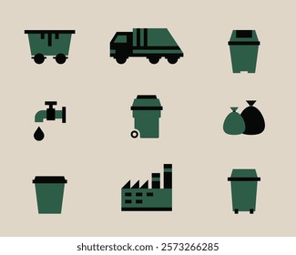 Waste management. recycling. Waste disposal. Waste separation. Waste separation with recycling. Vector illustration.