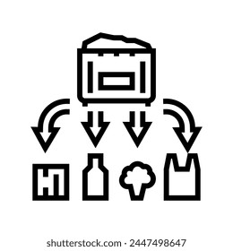 waste management waste sorting line icon vector. waste management waste sorting sign. isolated contour symbol black illustration
