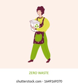 Waste management, sustainable lifestyle flat vector illustration