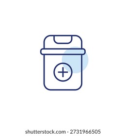 Gestión de residuos, basura añadida. Cubo de basura y más. Icono de Vector de trazo perfecto y editable