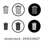 Waste Management and Trash Icons. Garbage Disposal and Rubbish Bin Symbols.