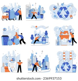 Waste management. Vector illustration. Being ecologically conscious means embracing responsible waste management practices A cleaner future depends on our commitment to waste management and recycling