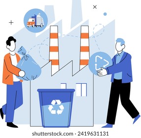 Waste management. Vector illustration. Ecological awareness prompts us to rethink our waste management habits Junk materials can find new life through recycling initiatives Waste management plays