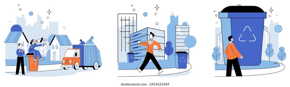 Waste management. Vector illustration. Pollution can be mitigated through responsible waste management and recycling efforts Environmental protection relies on effective waste management strategies